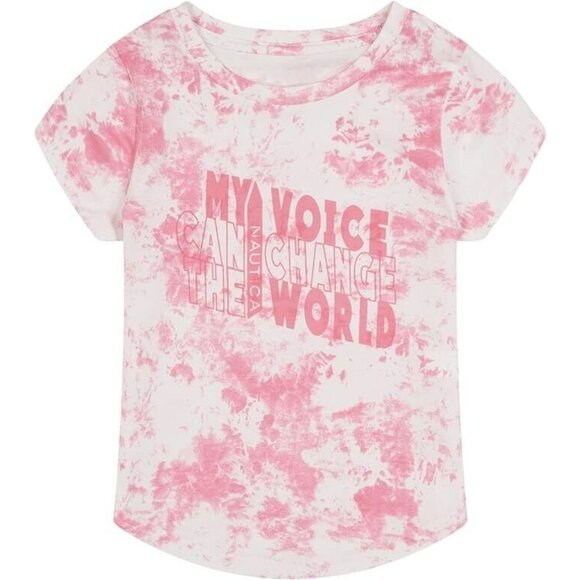 Nautica Girls' Short Sleeve Tie-Dye Graphic T-Shirt Pink Tie-Dye 4 - Picture 1 of 6